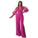 Women Jumpsuits Womens Jumpsuits Long Sleeve Mesh V Neck Casual Style Long Sleeve Rompers Wide Jumpsuits