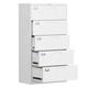 STANI 5 Drawer File Cabinet with Lock 5 Drawer Metal Filing Cabinet Lateral Filing Cabinet with Lock for Home Office Lockable Storage Cabinet for Hanging Files Letter/Legal/F4/A4 Size (White)