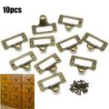 Clupup Antique Style Brass Cabinet Drawer Label Tag File Name Card Holder Frame Label Pulls 10 Pcs