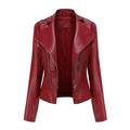 YUEHAO Coats For Women Womens Leather Jackets Motorcycle Coat Short Lightweight Pleather Crop Coat ()