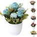 Vnanda 2 Sets Artificial Flowers in Pot Decor Handmade Flower Arrangements 9-Head Fake Faux Flowers Bouquets In Pot Table Centerpieces Holiday Dinning coffee Room Table Kitchen Decoration