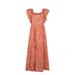 Free People Dresses | Free People Bonita Printed Midi Dress Neutral Combo New Size M | Color: Cream/Orange | Size: M