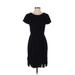 Slate & Willow Casual Dress - Sheath Crew Neck Short sleeves: Black Print Dresses - Women's Size 4