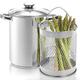 AVLA Asparagus Pot, 4 Quart Stainless Steel Steamer Cooker, Vegetable Asparagus Cooker with Removable Basket and Lid for Pasta, Spaghetti, Boiled Eggs, Shrimp, Oil Deep Fry Pan for French Fries