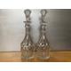 Pair vintage cut glass decanters, heavy glass decanters