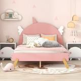 Unicorn Shape Wooden Cute Kids Bed, Full Size Platform Bed