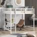 Full Size Loft Bed with Built-in Desk and Shelves for Kids Teens,White