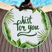 Honrane Round Plant Letter Print Tassel Outdoor Summer Beach Mat Yoga Towel Carpet Shawl