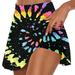 Zodggu Womens Multicolor Capris Women s Summer Pleated Tennis Skirts Athletic Stretchy Short Yoga Fake Two Piece Trouser Skirt Vinatge Tie Dye Shorts Trendy Shorts 6