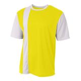 A4 Youth Active Performance Short Sleeve Crew Neck Legend Color Block Sports Soccer Wear Jersey SAFETY YELLOW WHITE Medium NB3016