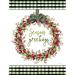 The Holiday Aisle® Season's Greetings Wreath by Cindy Jacobs - Wrapped Canvas Print Metal | 32 H x 24 W x 1.25 D in | Wayfair