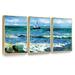 Longshore Tides Framed Abstract Modern - 3 Piece Floater Frame Print on Canvas in Blue/Green/White | 24 H x 48 W x 1.5 D in | Wayfair