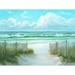 Rosecliff Heights Coastal Fence by Georgia Janisse - Wrapped Canvas Print Metal in Blue/Green/White | 30 H x 40 W x 1.25 D in | Wayfair