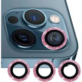 4 Pack Compatible with iPhone 13 Pro Camera Cover for iPhone 13 Pro Max Camera Lens Protector Bling Glitter iPhone 13 Pro Lens Protector Sparkly Apple Accessories (Pink iPhone 13Pro 6.1 & 6.7)