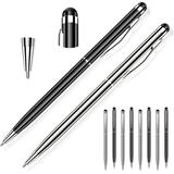 Stainless-Steel Stylus Pens for Touch Screens Smooth Ballpoint Pen UROPHYLLA Precise Pens with Stylus Tips 2-in-1 Capacitive Stylist Pens for iPad iPhone Android Tablets Kindle - 5 Black 5 Silver