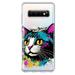 MUNDAZE Samsung Galaxy S10 Plus Cool Cat Oil Paint Pop Art Shockproof Clear Hybrid Protective Phone Case Cover