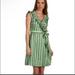 Kate Spade Dresses | Green Kate Spade Aubrey Wrap Silk Ruffle Dress With Geometric Print Size 12 | Color: Green/White | Size: 12