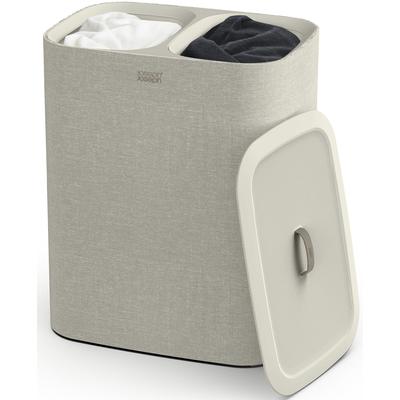 Wäschekorb JOSEPH JOSEPH "Tota", beige (ecru), B:56cm H:71cm T:40cm, Baumwolle, Polyester, Polypropylen, Wäschesammler, 2 Fächer für eine einfache Trennung der Textilien Image