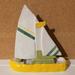 Anthropologie Other | Anthropologie Ceramic Sailboat Yellow/Greens Decor 7” X 7” | Color: Green/Yellow | Size: Os