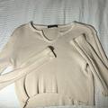 Brandy Melville Tops | Brandy Melville Cropped Ribbed Long Sleeve | Color: Cream | Size: Brandy One Size