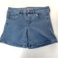 American Eagle Outfitters Shorts | American Eagle Women’s 6 Midi Chino Short Shorts Solid Blue Twill Stretch #0527 | Color: Blue | Size: 6