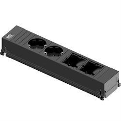 BACHMANN POWER FRAME Medium 2x Schutzkontakt 2x ABD Kunststoffprofil, schwarz Image