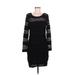 H&M Casual Dress - Mini Scoop Neck Long sleeves: Black Print Dresses - Women's Size Medium