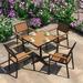 17 Stories Square 4 - Person 31.49" Long Aluminum Outdoor Dining Set Wood/Metal in Black/Blue/Brown | 31.49 W x 31.49 D in | Wayfair