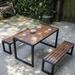 Hokku Designs Aubriona Rectangular 4 - Person 51.1" Long Outdoor Picnic Table Plastic in Orange/Black | 51.1 W x 27.55 D in | Wayfair
