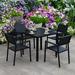 17 Stories Square 4 - Person 31.49" Long Aluminum Outdoor Dining Set Wood/Metal in Black | 31.49 W x 31.49 D in | Wayfair