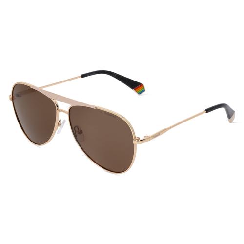 Polaroid PLD 6200/S/X Herren-Sonnenbrille Vollrand Pilot Metall-Gestell, Gold