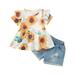 NKOOGH Baby Girl Summer Outfits Girls Outfits Size 8 Summer Toddler Baby Girls Sunflower Clothes Set Half Sleeve Top And Shorts 2Pcs Outfits Summer Clothes Ruffle Sleeve