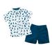 B91xZ Dinosaur Shirt Set Short Sleeved Shorts Blue Small Dinosaur Boys Shirt Set Boys Summer Daily Baby Boys Clothing Sets Blue Size 4-5 Years