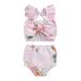 Nituyy Toddler Girls Summer 2PCS Swimwear Sets Ruffle Sleeve Bowknot Camisole Dot/Floral Print Shorts
