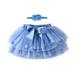 Toddler Baby Girl Dress Short Sleeve Midi Dresses Casual Print Sky Blue Xl