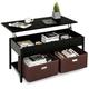 Lift Up Top Coffee Table with Hidden Storage Compartment and Drawers