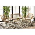 Safavieh Outdoor Collection Roston Natural/Beige 4-Piece Patio Living Set PAT9005C-2BX