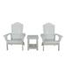 Outdoor 3-Piece Table Chair Set Plastic Bistro Table with Two 5-Slat Back Chairs and Inclined Seat Modern Patio Furniture Set Durable Chair with Armrest for Pool Side Balcony Garden White