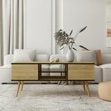 Smart FENDEE Wood Coffee Table with Storage Modern Center Table Natural