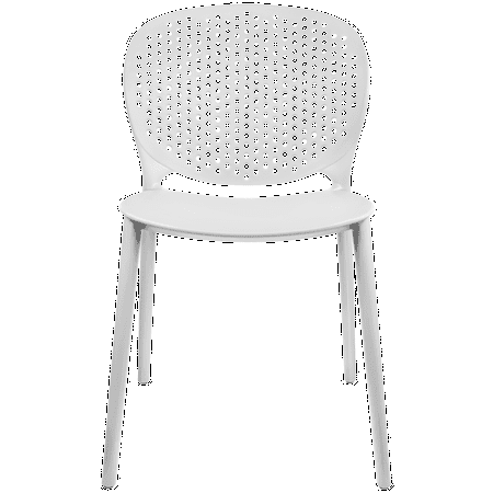 2xhome Modern Pool Patio Chair Contemporary Plastic Armless Dining Accent Side Chair for Indoor or Outdoor Use White Set of 1 1 piece