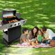 3-Burner Propane Gas Grill with Side Burner and Porcelain-Enameled Cast Iron Grates 42000BTU Outdoor Cooking Stainless Steel BBQ Grills Cabinet Style Patio Garden Barbecue Grill