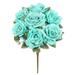 Set of 2 Deluxe Tiffany Blue Artificial Elegant Rose Flower Stem Bush Bouquet 17in - 17" L x 10" W x 10" DP