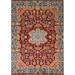 Geometric Red Heriz Serapi Indian Area Rug Handmade Wool Carpet - 8'11"x 11'9"