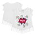 Girls Youth Tiny Turnip White Philadelphia Phillies Baseball Pow Fringe T-Shirt