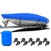 NEH Boat Cover Thick Heavy Duty Fabric Fade-Proof Waterproof 20 -22 Trailerable Fits Tri-Hull Fishing Ski Pro-Style Bass Runabout (Blue)