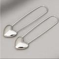 Zara Jewelry | Last Pair! Zara Silver Heart Safety Pin Earrings | Color: Silver | Size: Os