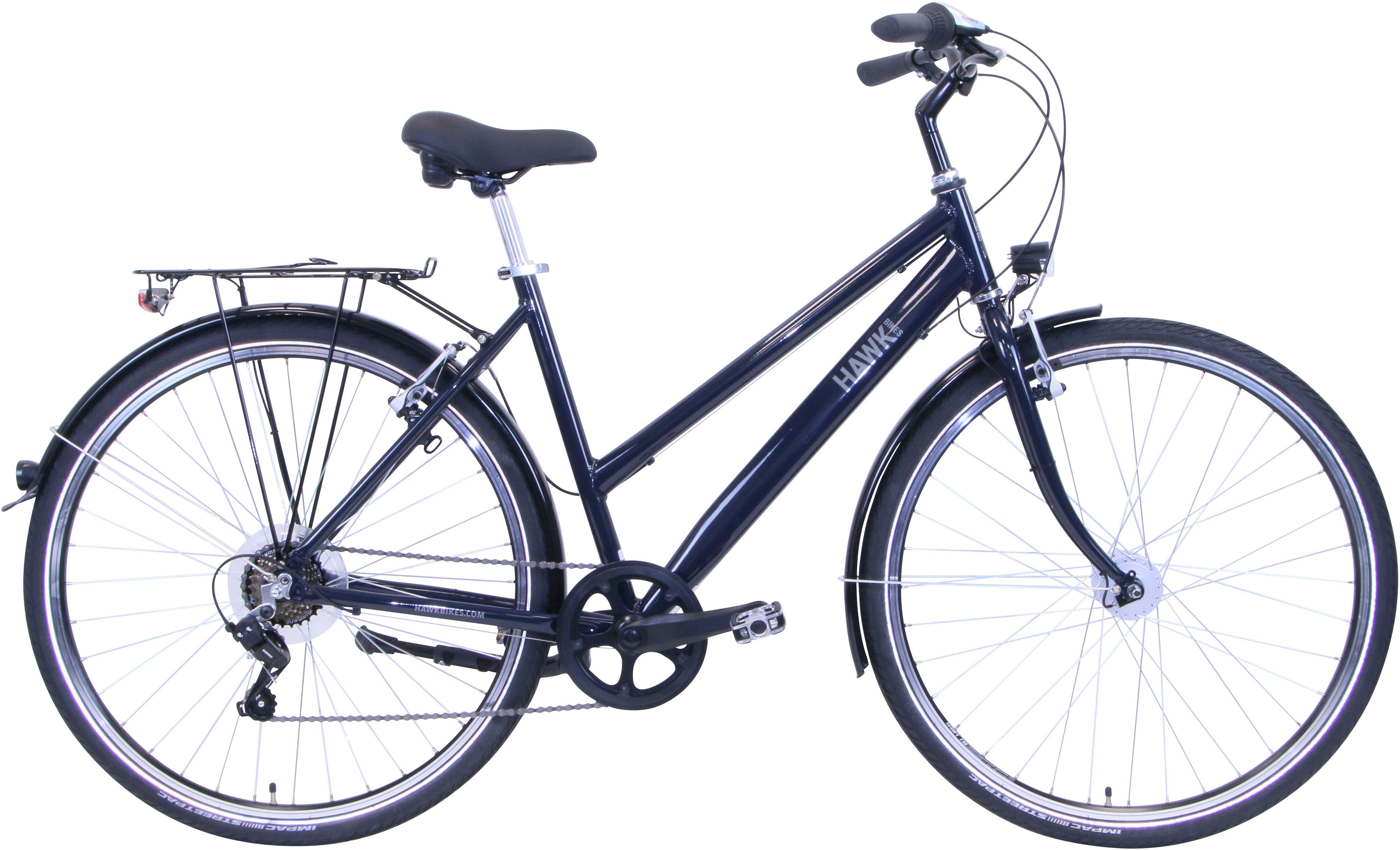Cityrad HAWK BIKES "CITYTREK EASY BLUE LADY" Gr. 51, blau (dunkelblau, dunkelblau), Fahrräder, 51cm, 28 Zoll (71,12cm), für Damen und Herren, Kettenschaltung Image
