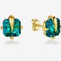 Anthropologie Jewelry | Emerald & 18k Gold Finish Earrings | Color: Gold | Size: Os