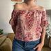 Madewell Tops | Madewell Silk Off-The-Shoulder Top In Water Color Paisley | Color: Pink/Red | Size: M