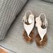 Michael Kors Shoes | Michael Kors White Leather Sandals . Size 6.5 M | Color: Tan/White | Size: 6.5